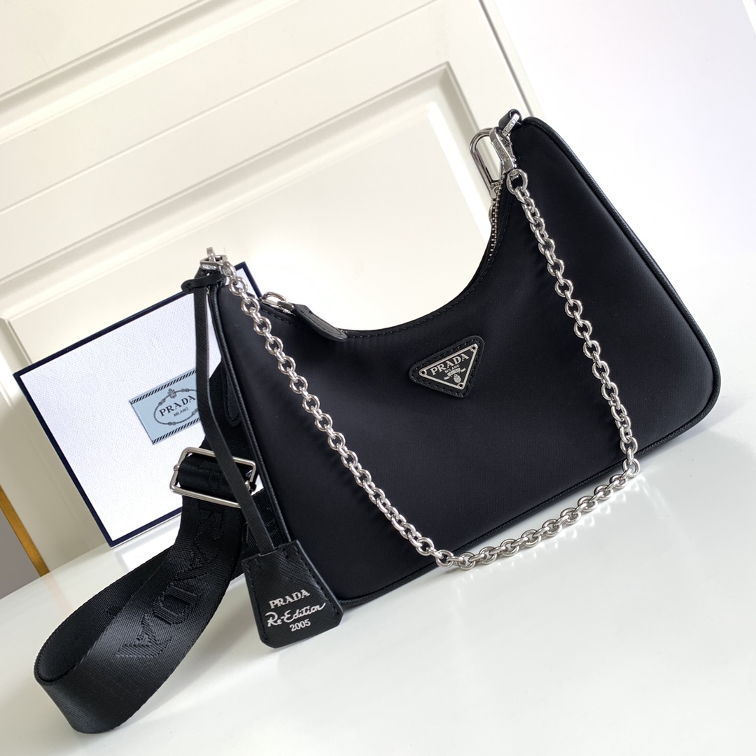 Pra*a 1bh204 nylon hobo bag-22*12*5cm