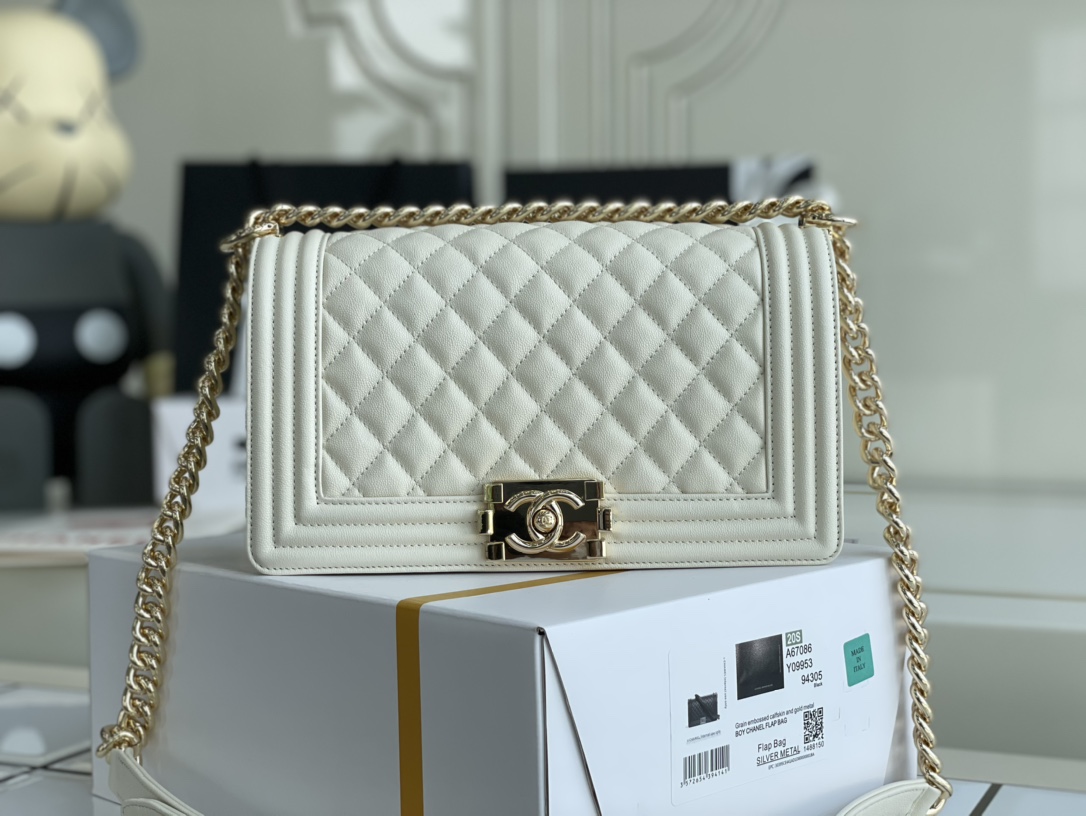 Ch@nel Boy Bag-Caviar-25CM