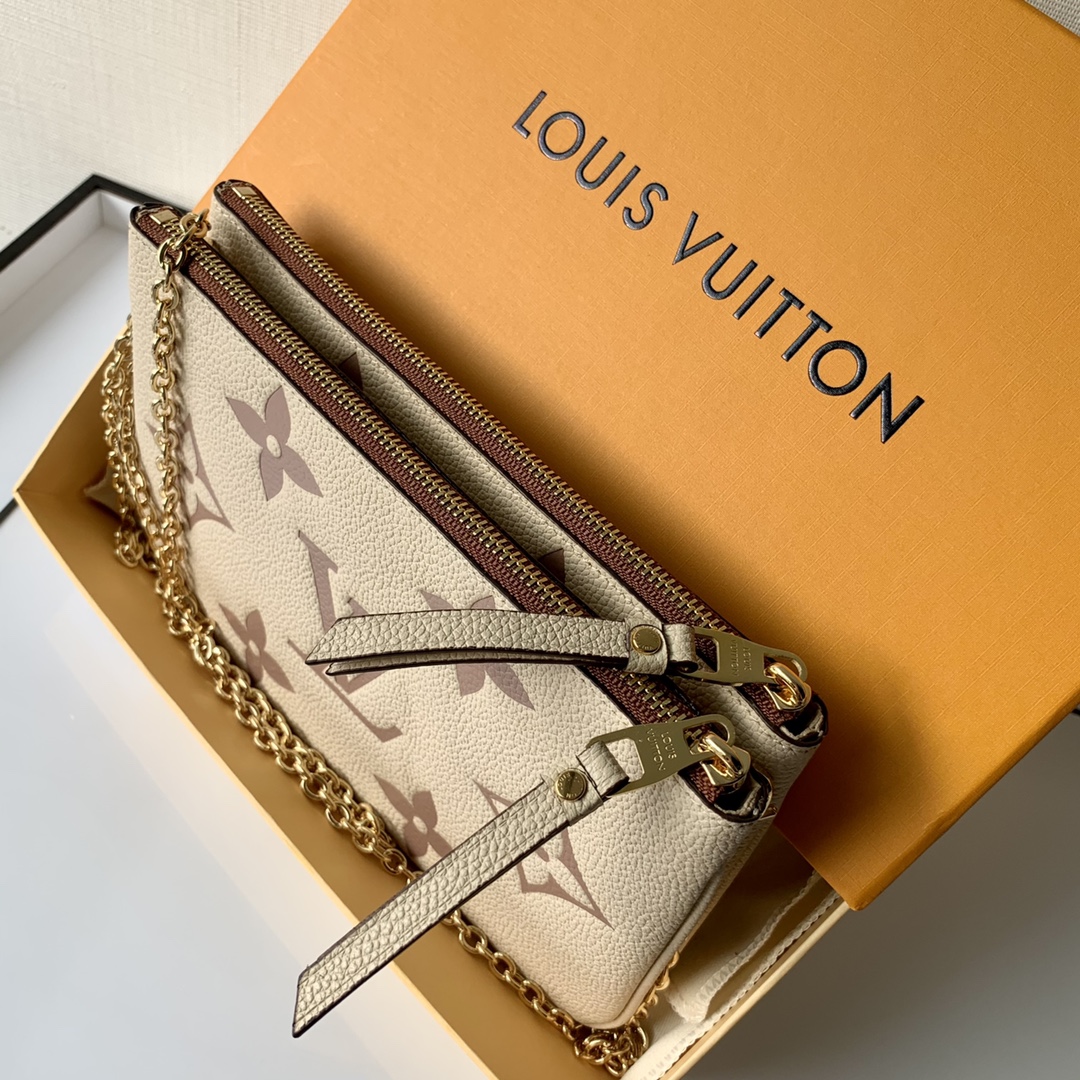 l0*is V*t0n m80084 pochette double zip bag -20*12.5*3cm