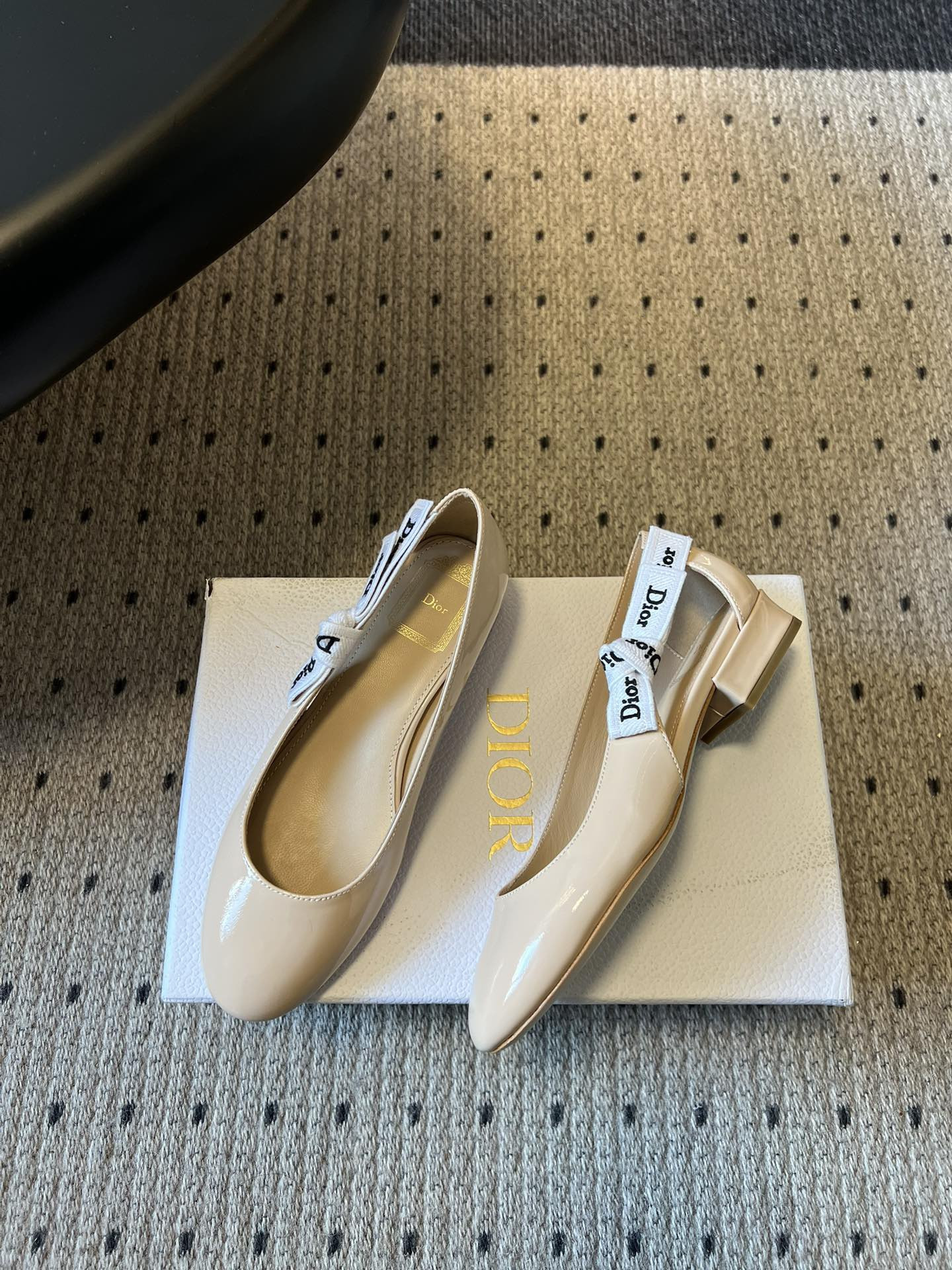 D*ior J'AD10r Ballet Flat Ice Lagoon Patent Calfskin