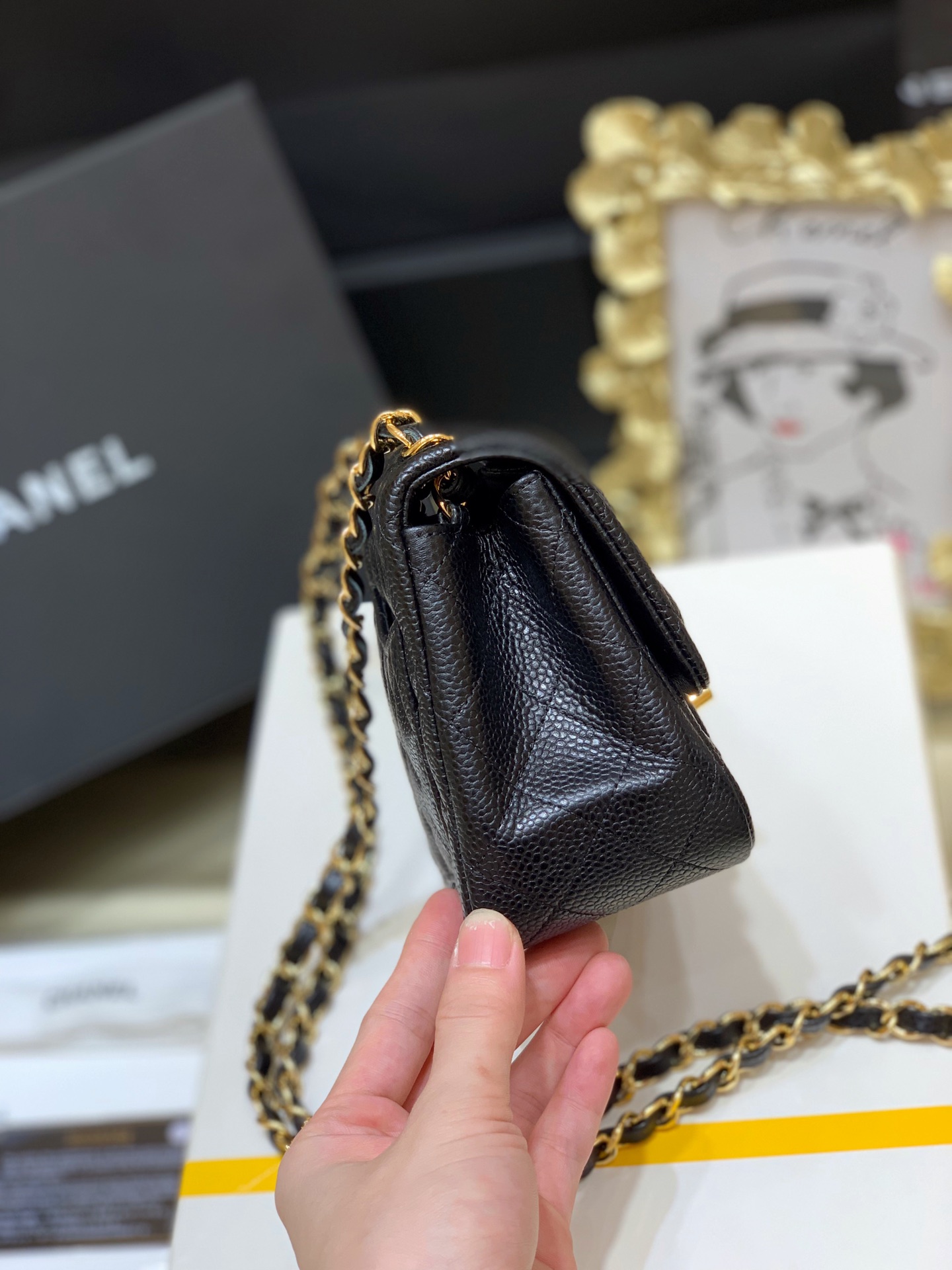 Ch@nel Flap Bag-Caviar-17CM
