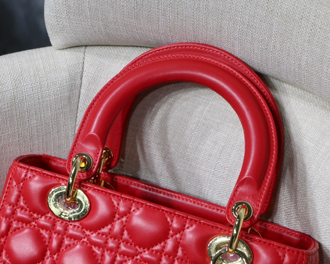 lady D*or handle bag with gold hardware-24cm