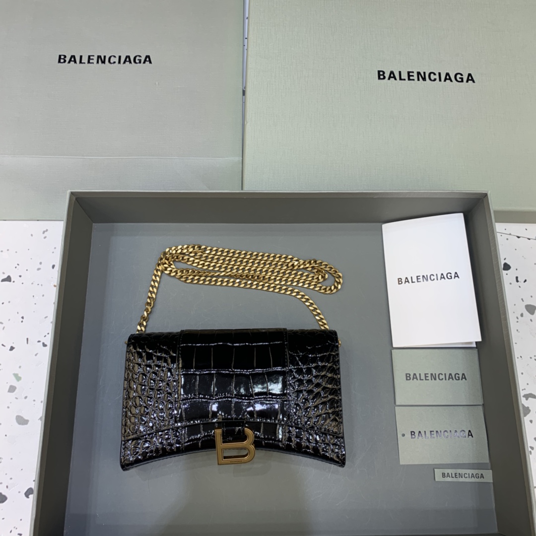 Ba*len*cia*ga hourglass wallet on chain-19*4*12cm