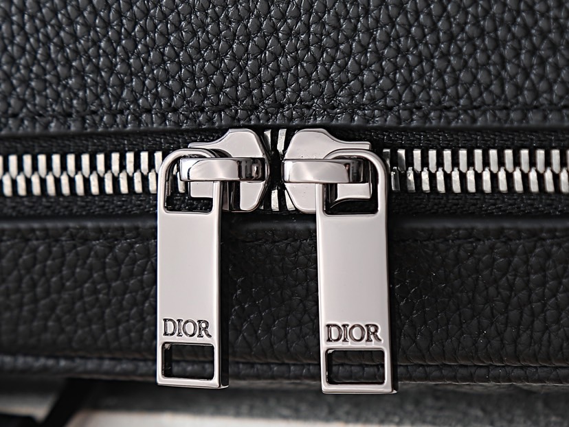 Di*or Zipped Briefcase BlackGravity Leather-37 x 28 x 6CM