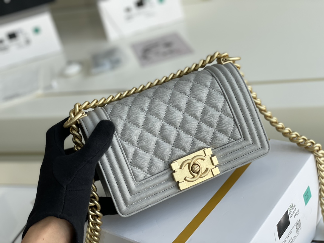 Ch@nel Boy Bag-Caviar-20CM