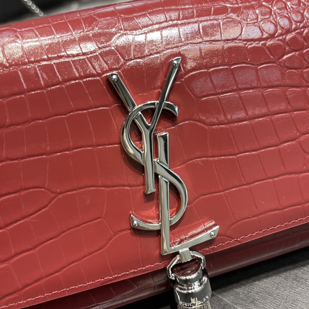 Y*L kate medium with tassle in crocodile leather-20x13.5x5.5ccm