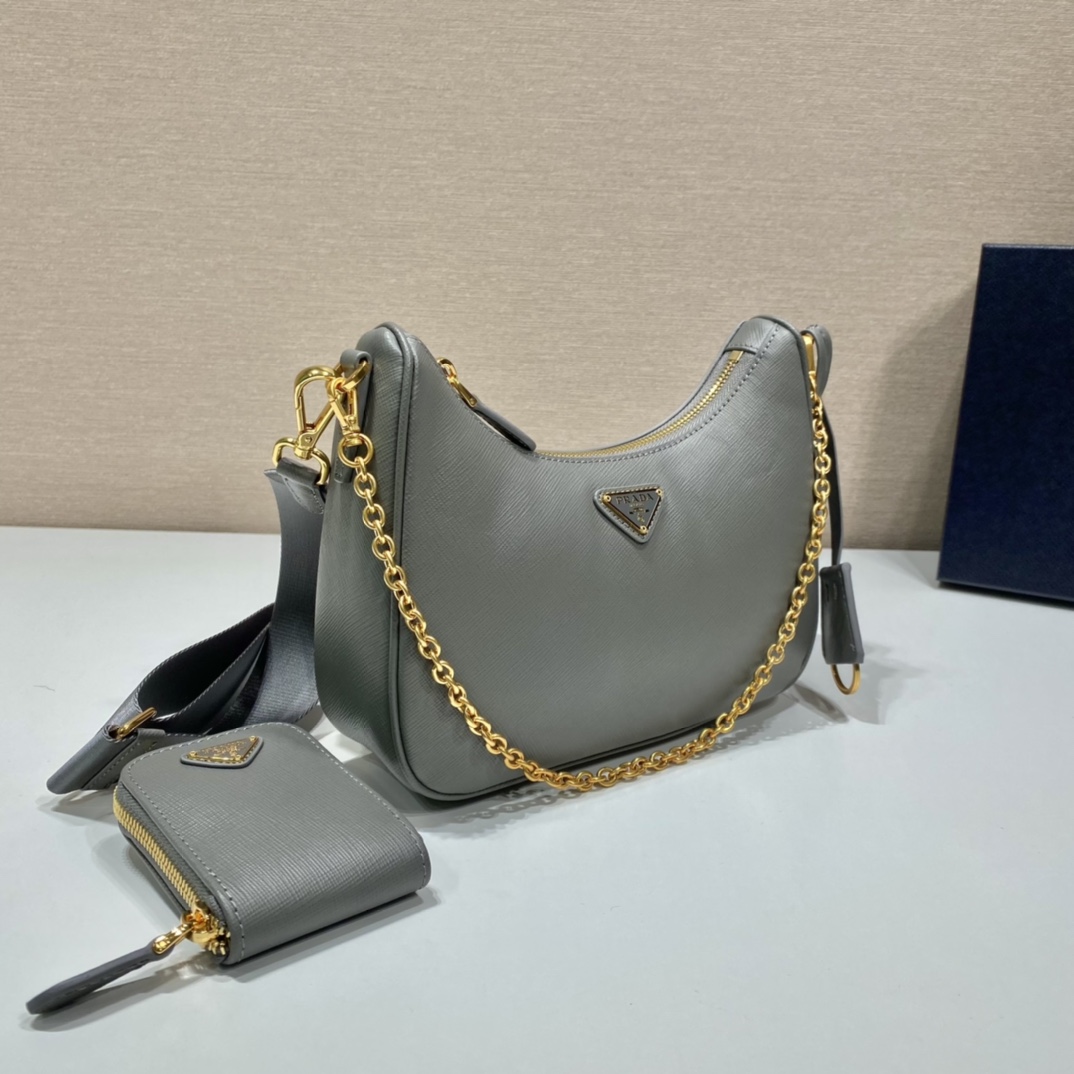 Pra*a nylon hobo bag-bh204 -23*17*6.5cm