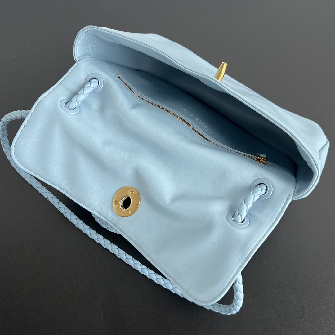 b0tt*ga Ven*ta soft lock leather shoulder bag-27x16x6cm