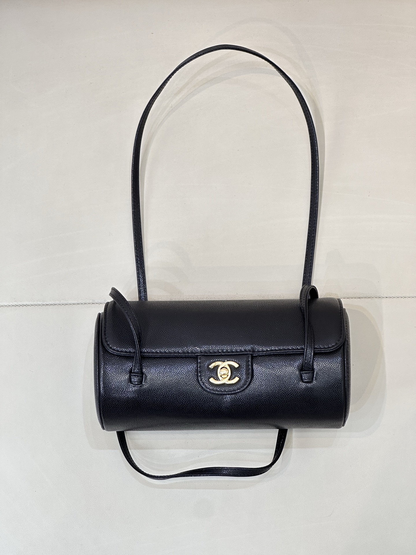 Ch@nel Shiny Caviar Preppy Coco Small Bowling Bag-20.5*10*10CM