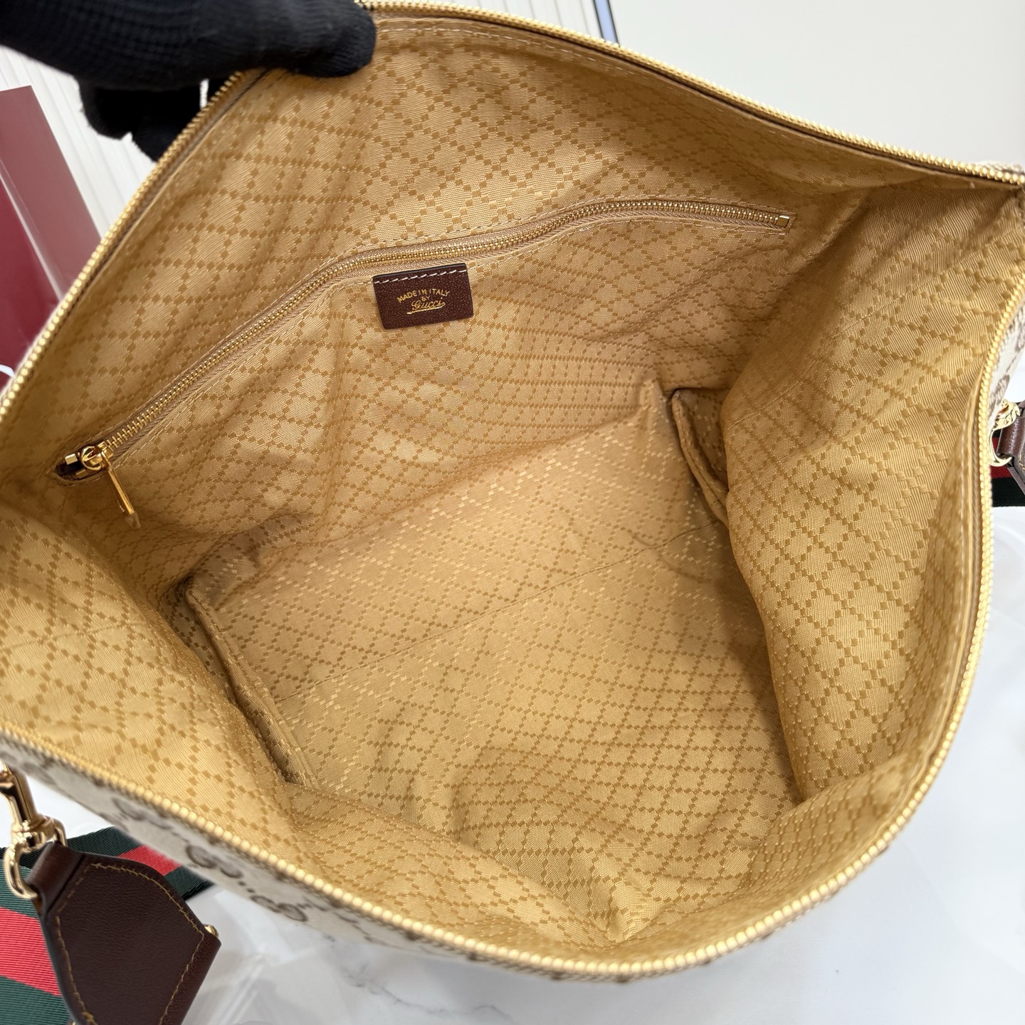 Gv*c* Brera Medium Crossbody Bag In Sand And Brown GG Canvas-33*27*15CM