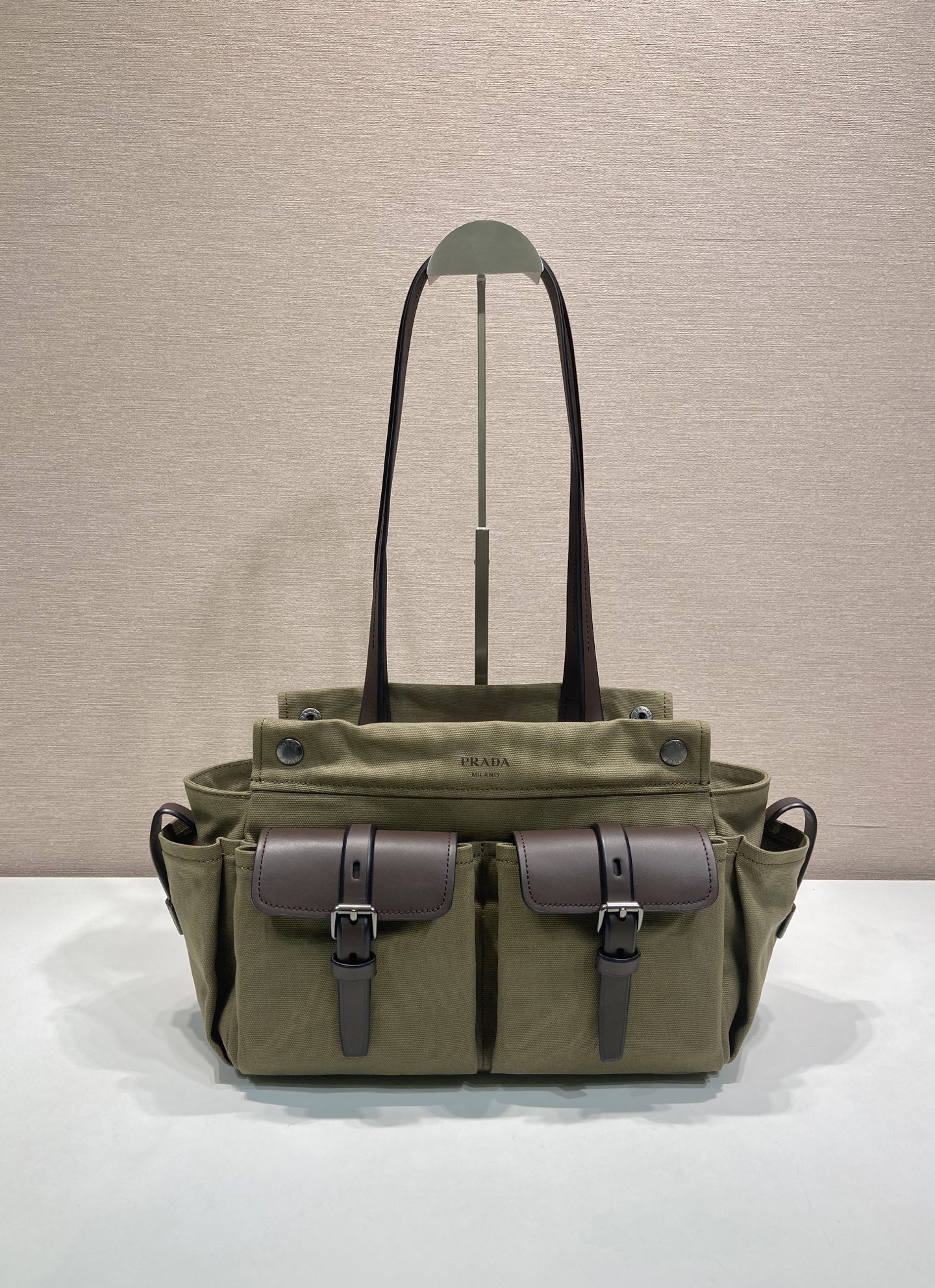 Pra*a Black Pra*a Route Medium Leather Tote Bag-1BG645-30*22*15CM