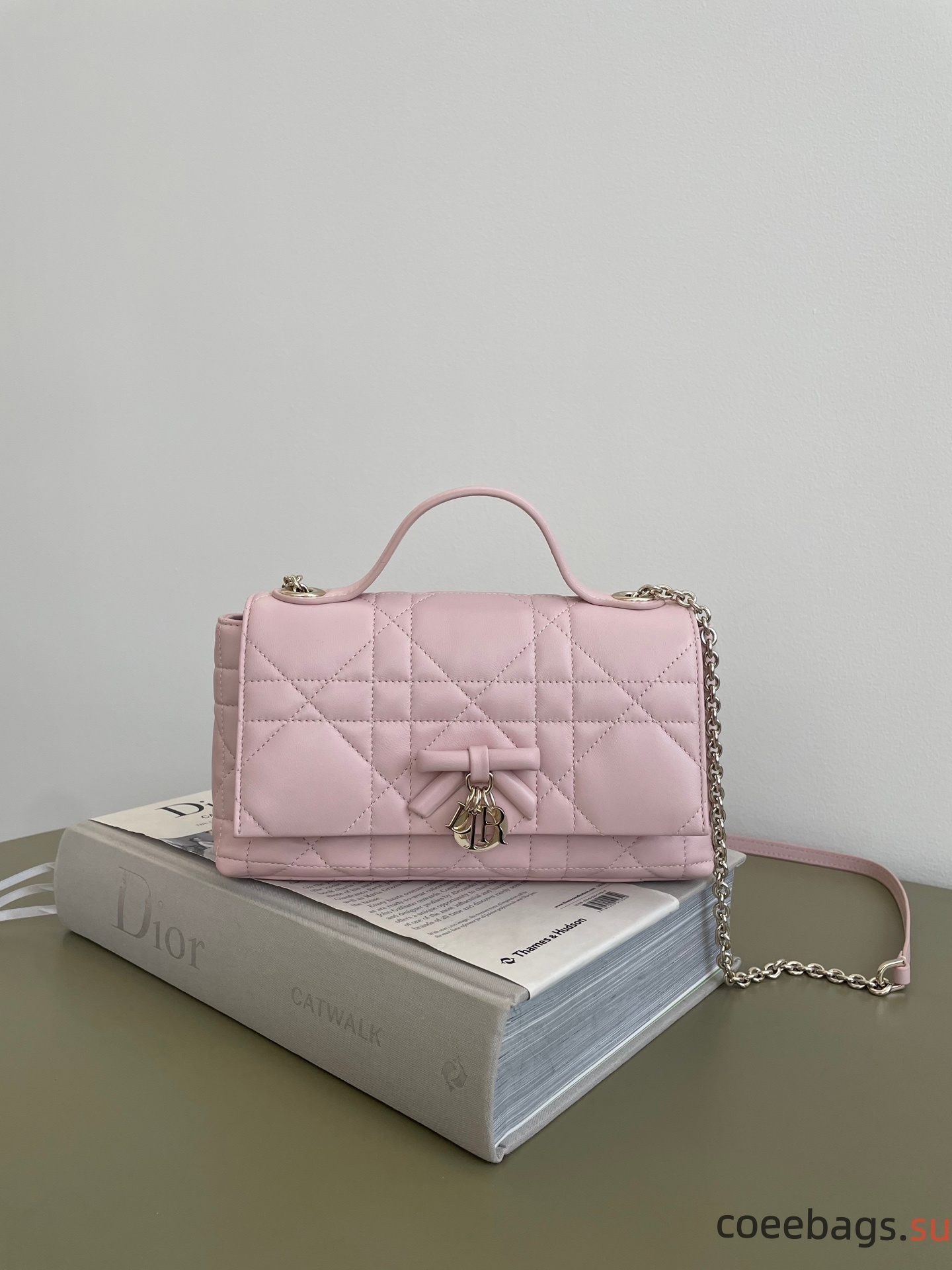 Di*or My Tender Top Handle Mini Bag Rose Tendre Macrocannage-21*7*11.5CM