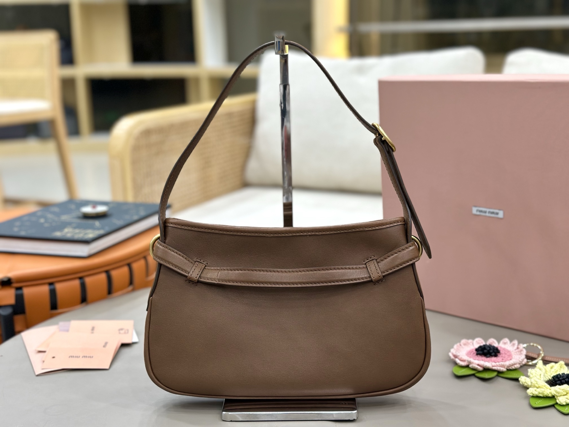 Miu Miu Leather Strap Buckle Shoulder Bag-30*18.5*4.5CM