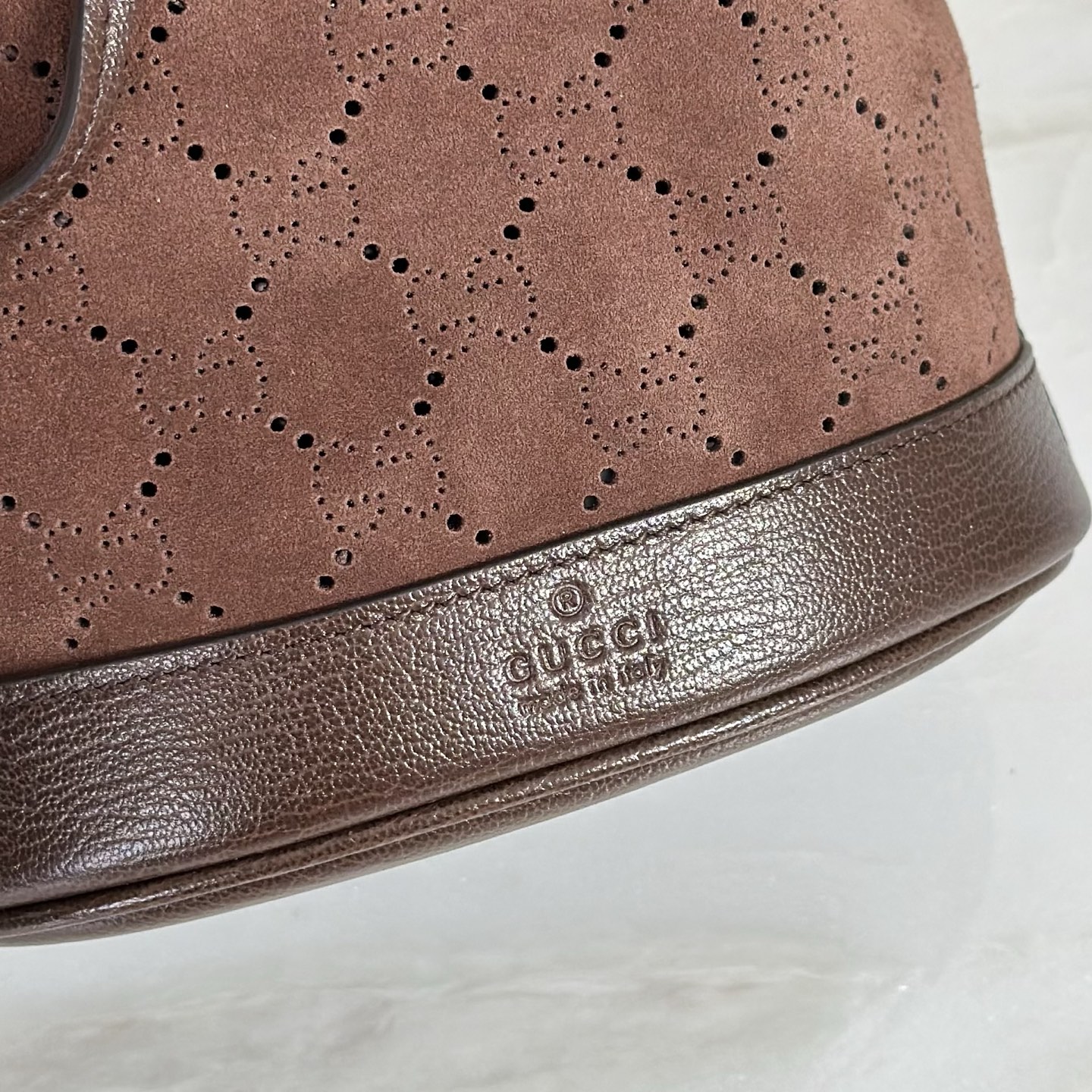 G*ucci Venice Small Bucket Bag In Brown GG Leather-15.5*19.5*10.5CM