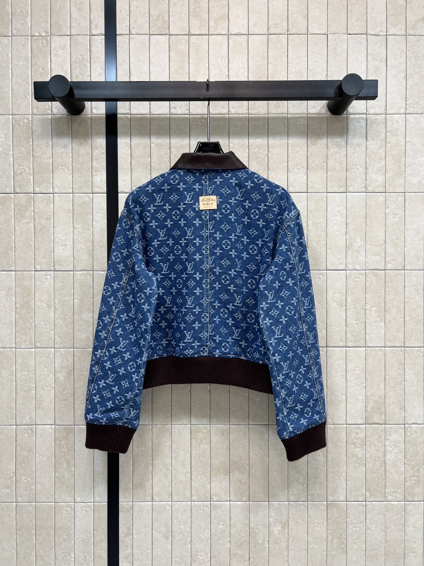 L*V Denim Jacket with Leather Collar & Panels
