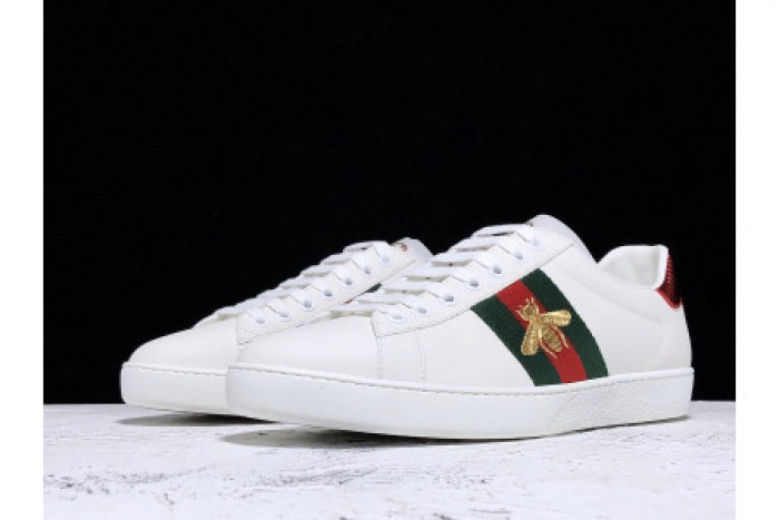 G*u*i ace embroidered low-top sneaker white with bee