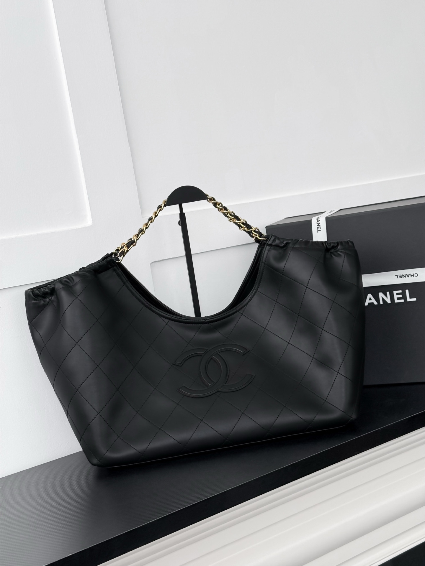 Ch**el Shopping Bag AS6574 BotT0m Length: 41cm,Center Height: 24cm,Side Height: 34cm,Opening Length: 61.5cm,Width: 17cm