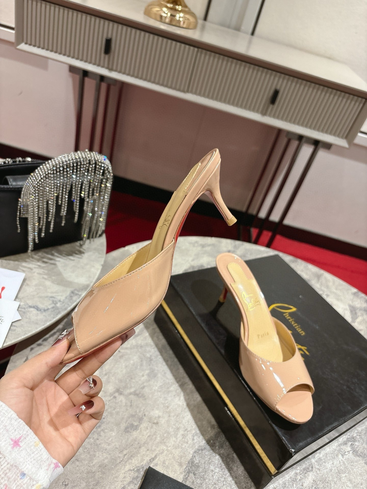 UA Chr1st1an Louboutin Me Dolly Calfskin Leather Mules
