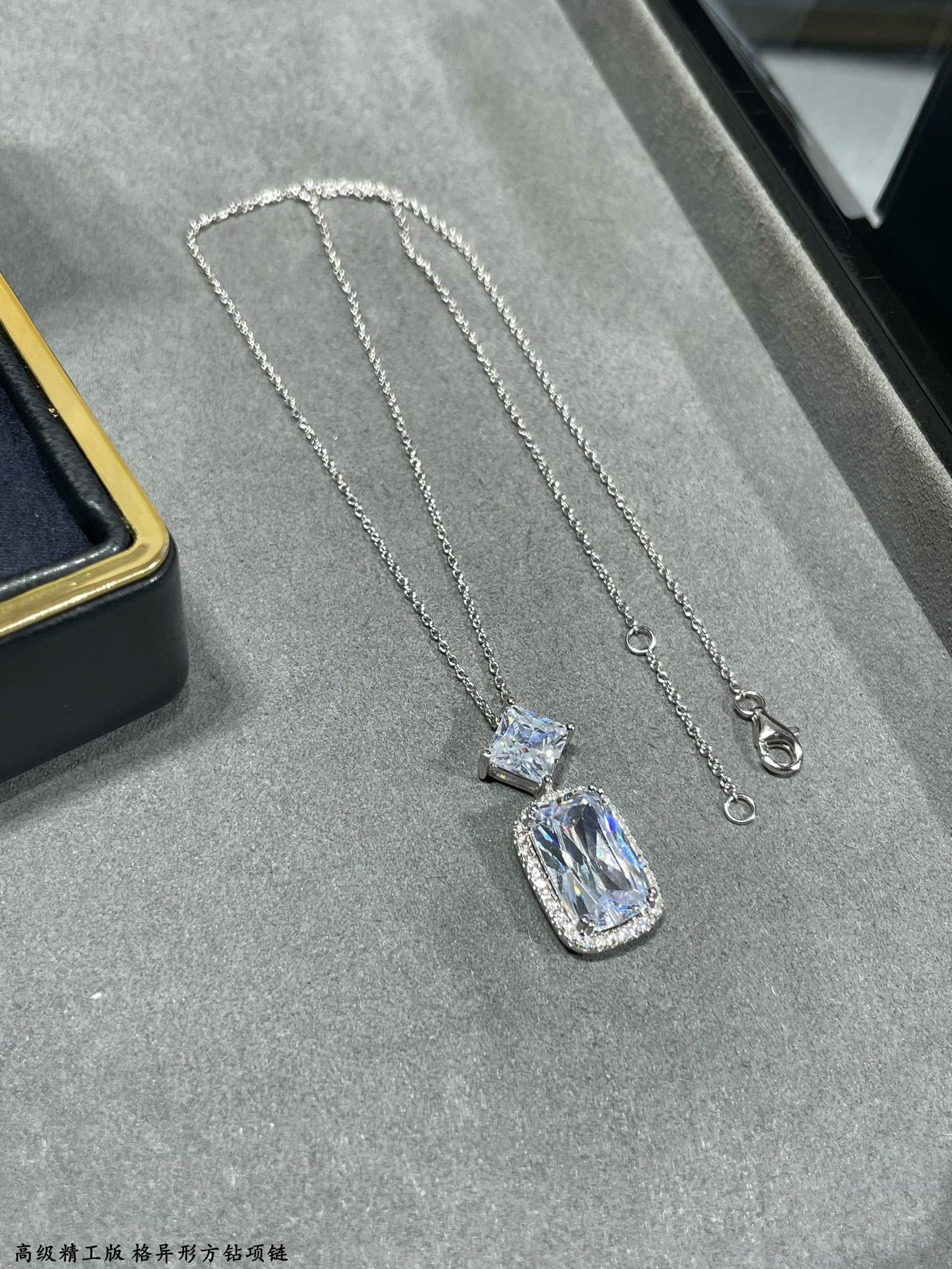 Graff Square D1am0nd Necklace Ag925