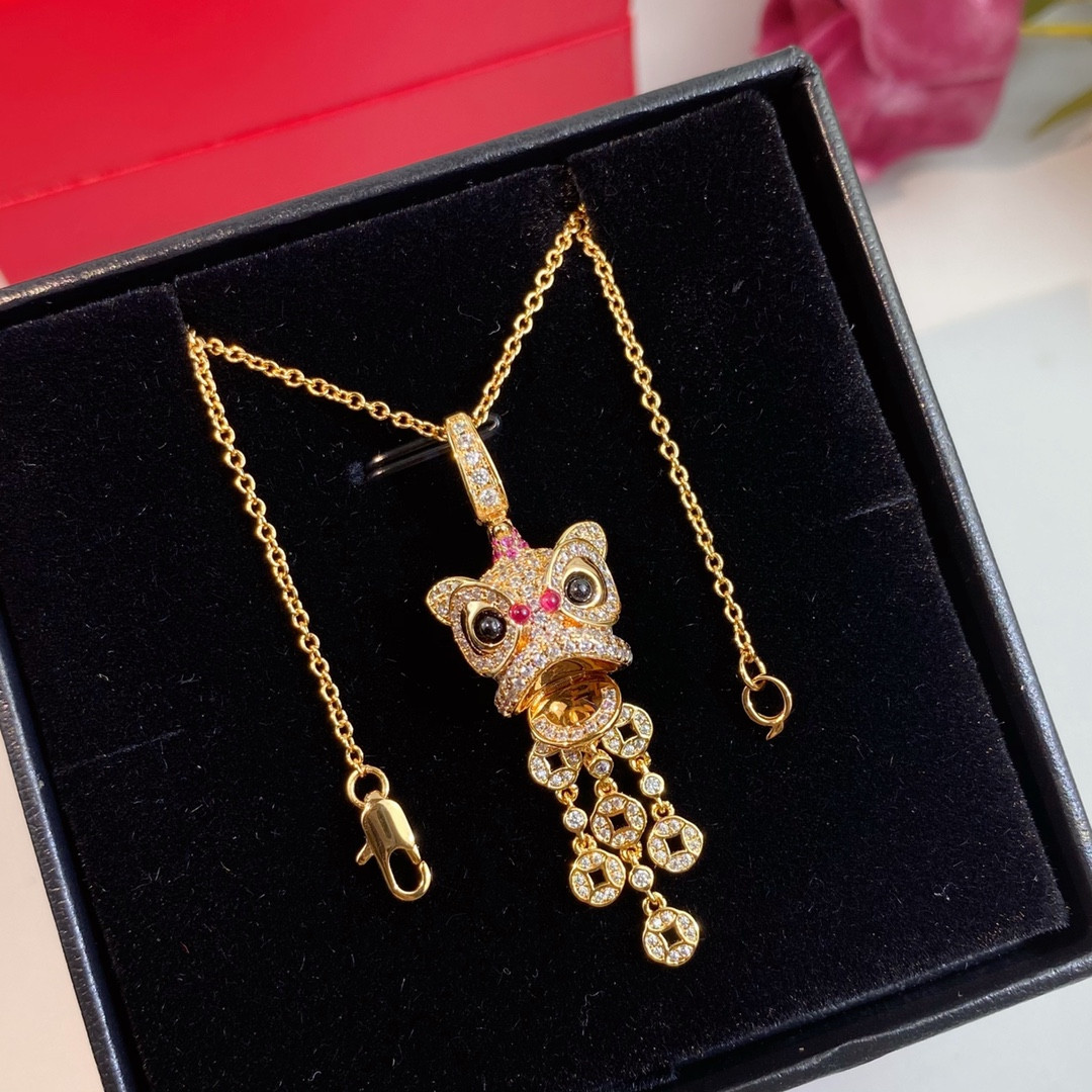 Qeelin Dancing Lion Pendant Necklace