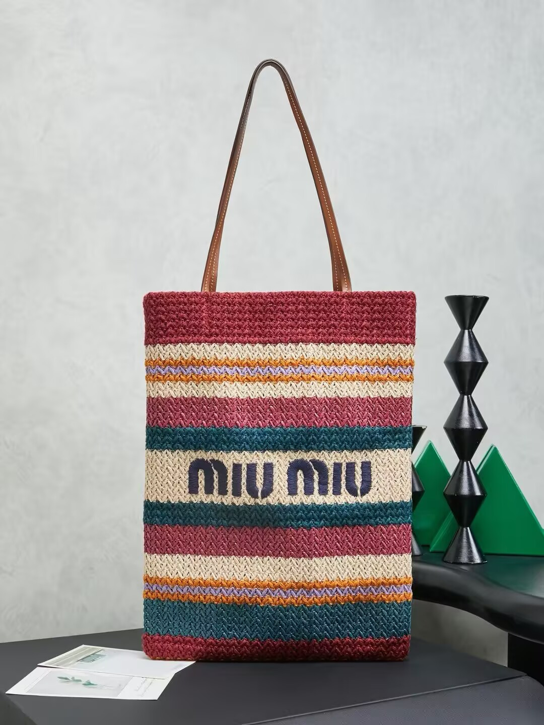 M1v M1v Raffia-effect Woven Tote Bag 41x32cm