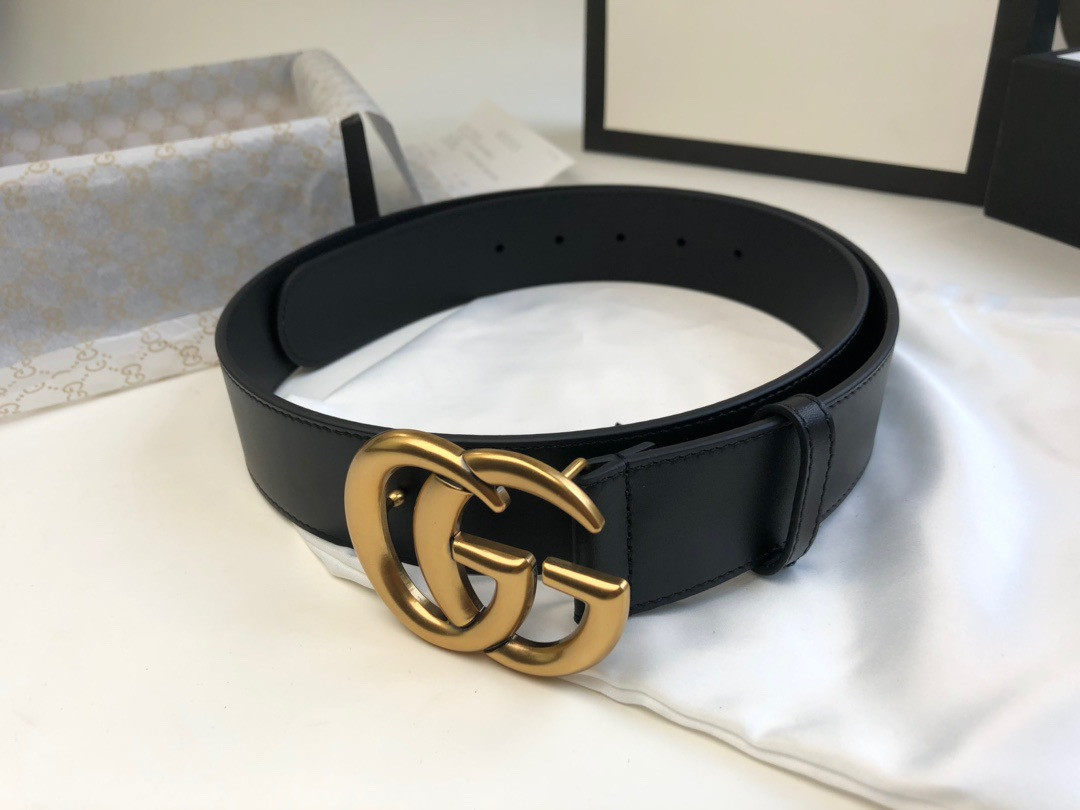 Gvc*1 Wide leather belt with Double G buckle 4.0
