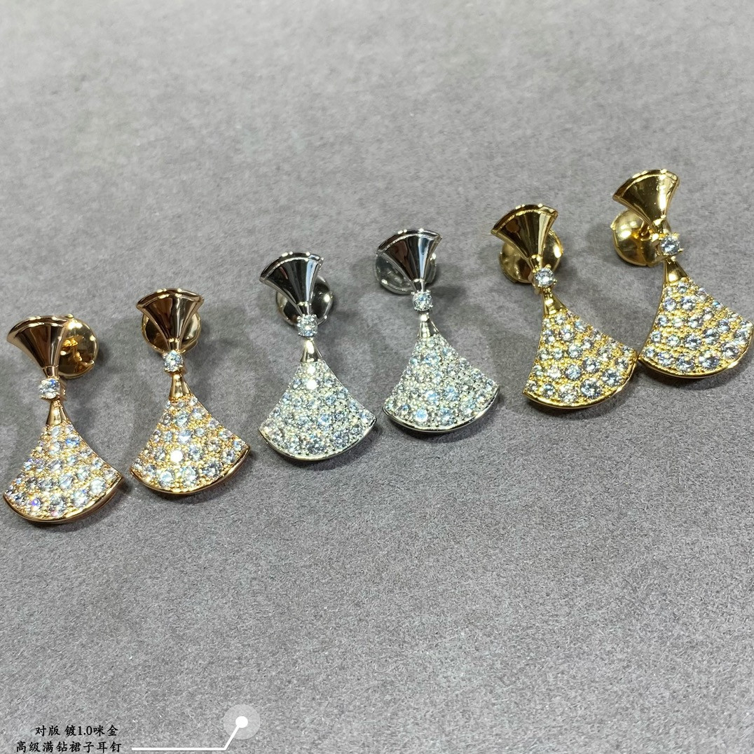 Bv1g*ai D1am0nd fan-shaped skirt Earrings
