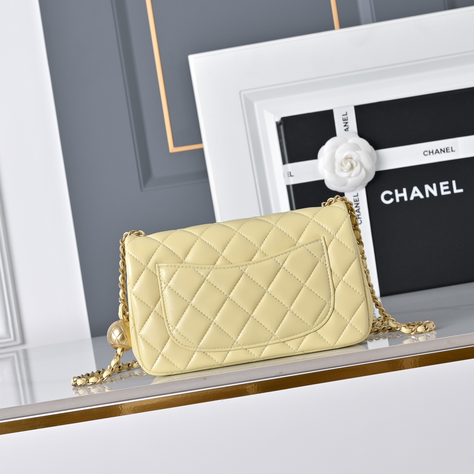 Ch**el Flap Bag Butter Yellow AS1787 20x13x7cm