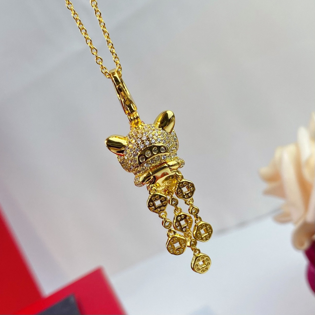 Qeelin Dancing Lion Pendant Necklace