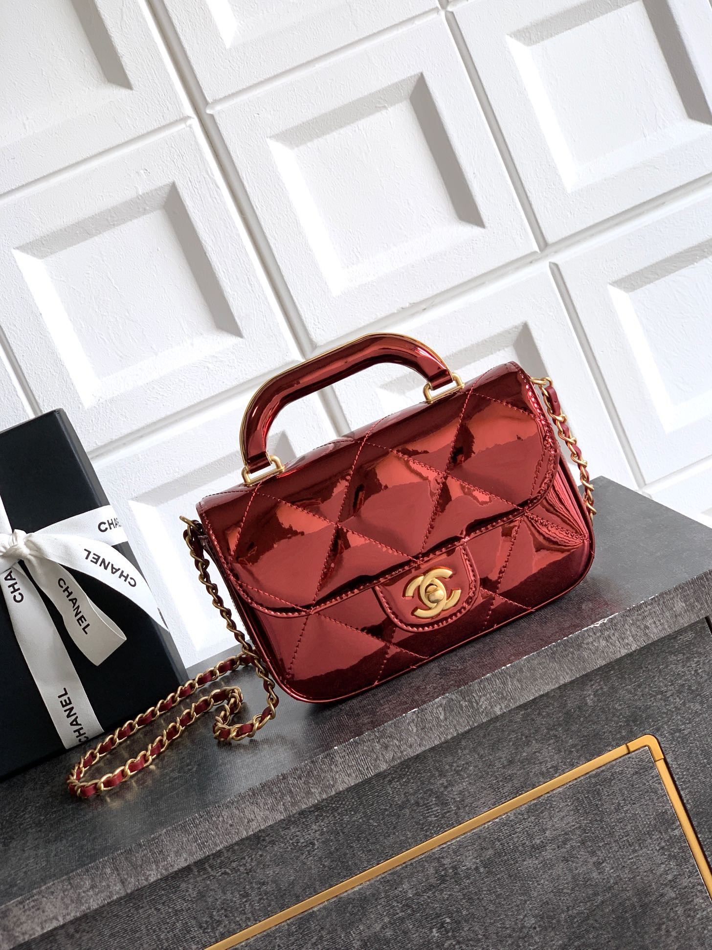 Ch**el Mini Flap Bag with Top Handle 13x18.5x4.5cm