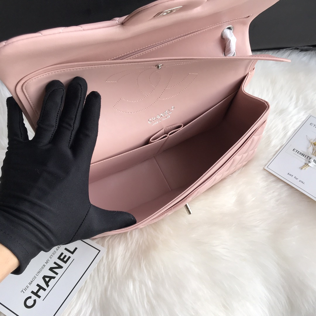 Ch**el CLASSIC FLAP JUMBO 30CM CF PINK SILVER 7.6 × 11.7 × 3.9 in