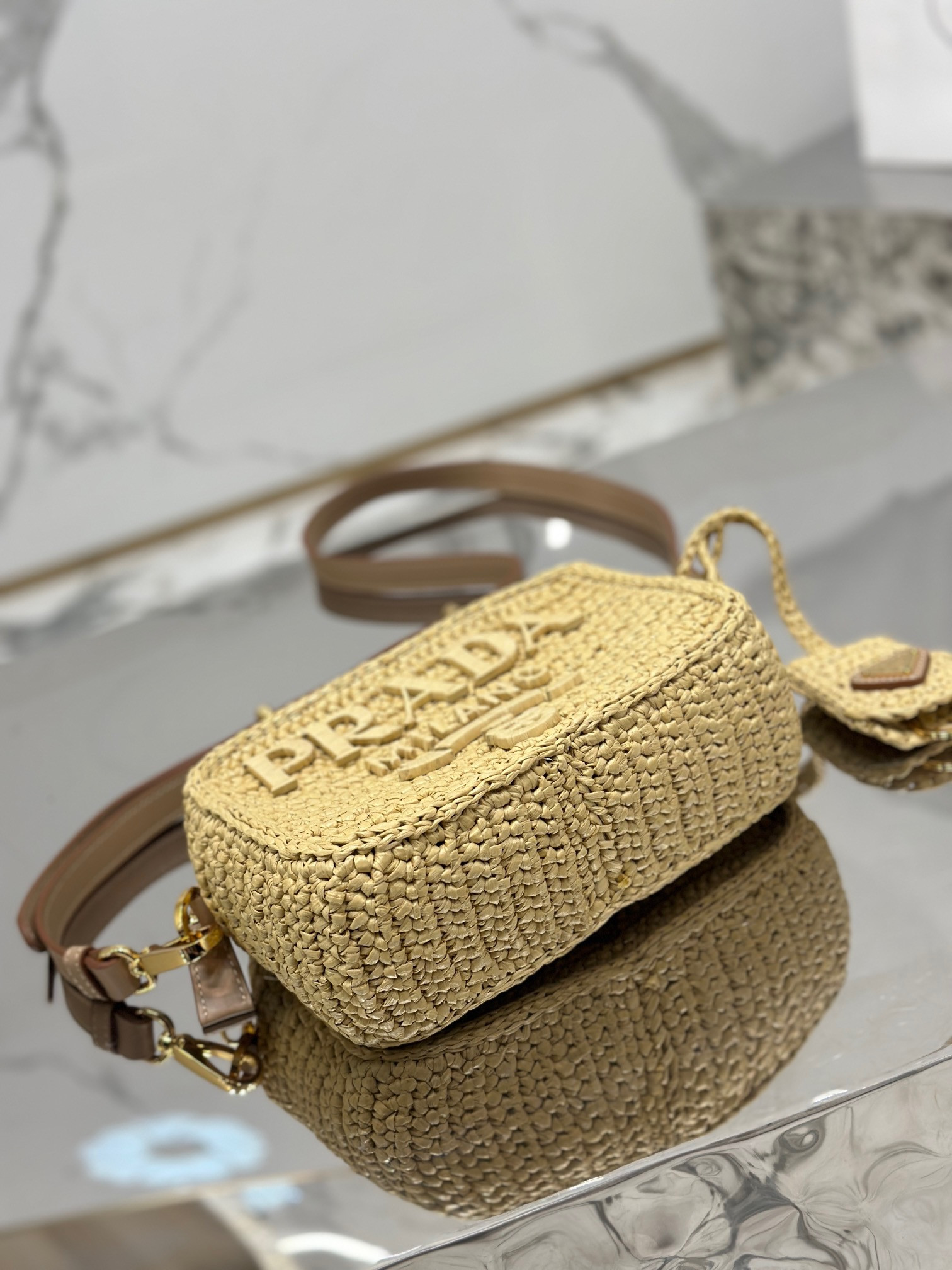 Pra*a Crochet Pra*a Brique bag Color  Natural