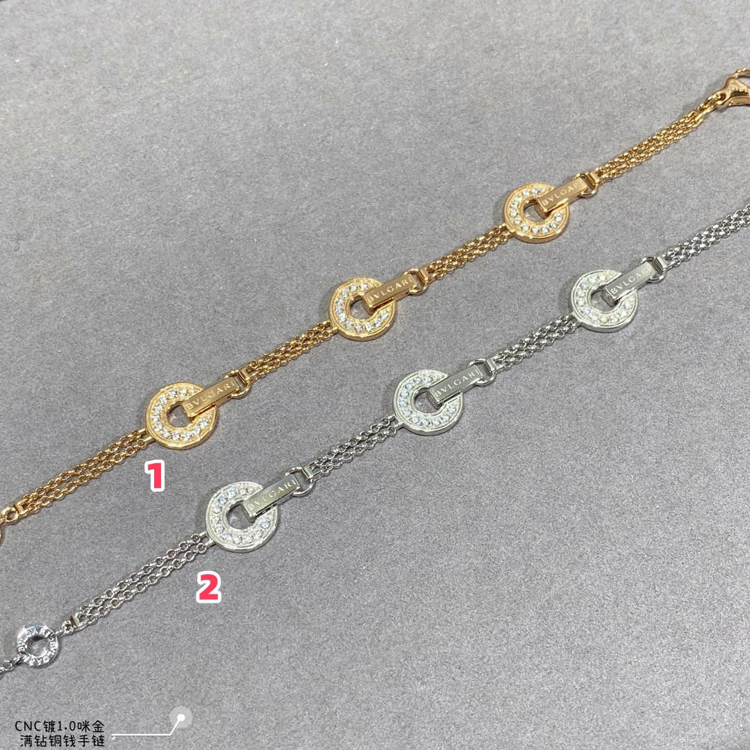 Bv1g*ai Full D1am0nd copper coin Bracelet