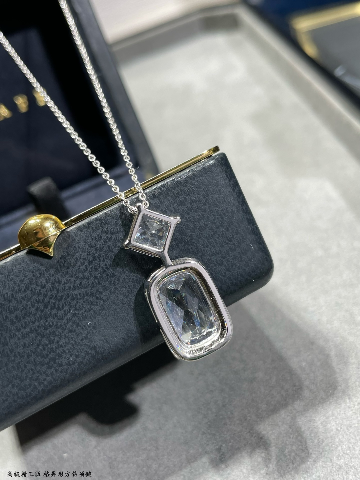 Graff Square D1am0nd Necklace Ag925