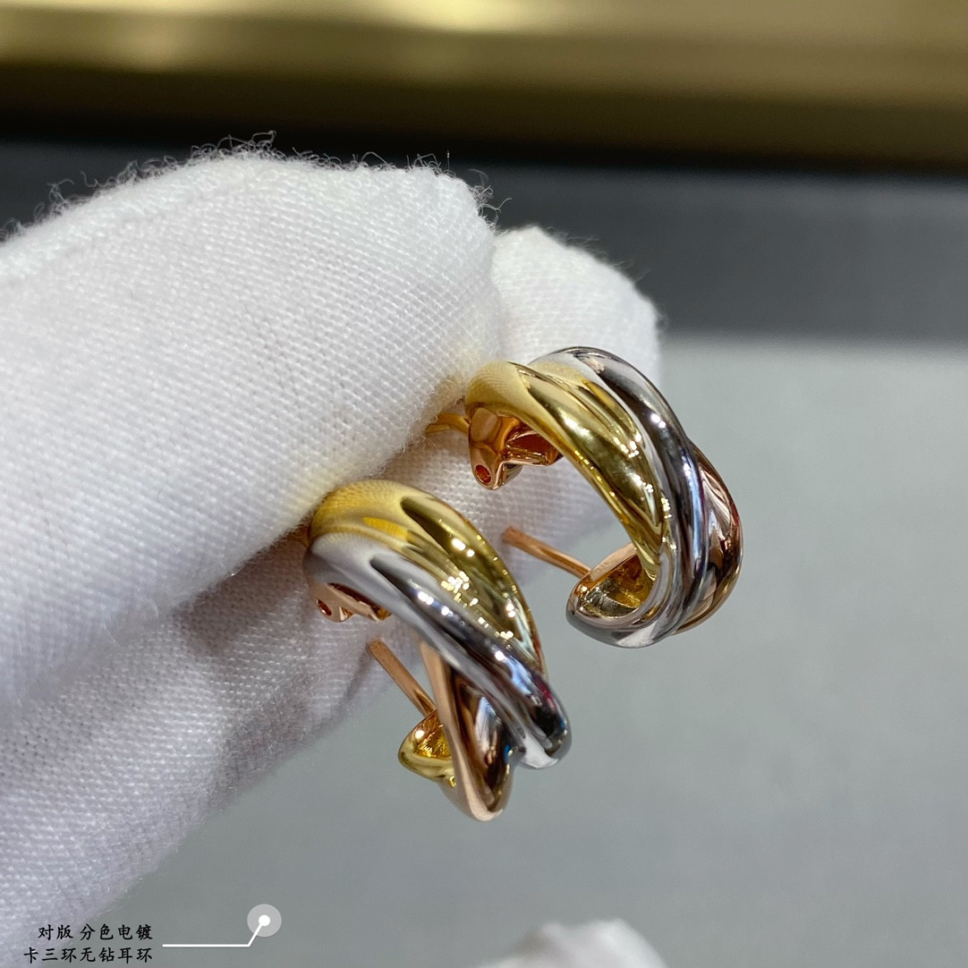 Ca*t1er Three-band D1am0nd-free Earrings