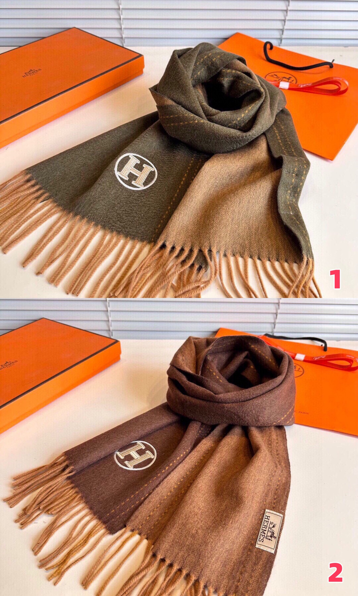 H**me5 Ripple-patterned Cashmere scarf 35x200cm