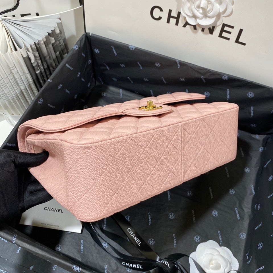 Ch**el Classic Flap Jumbo 30cm CF Pink Gold 7.6 × 11.7 × 3.9 in
