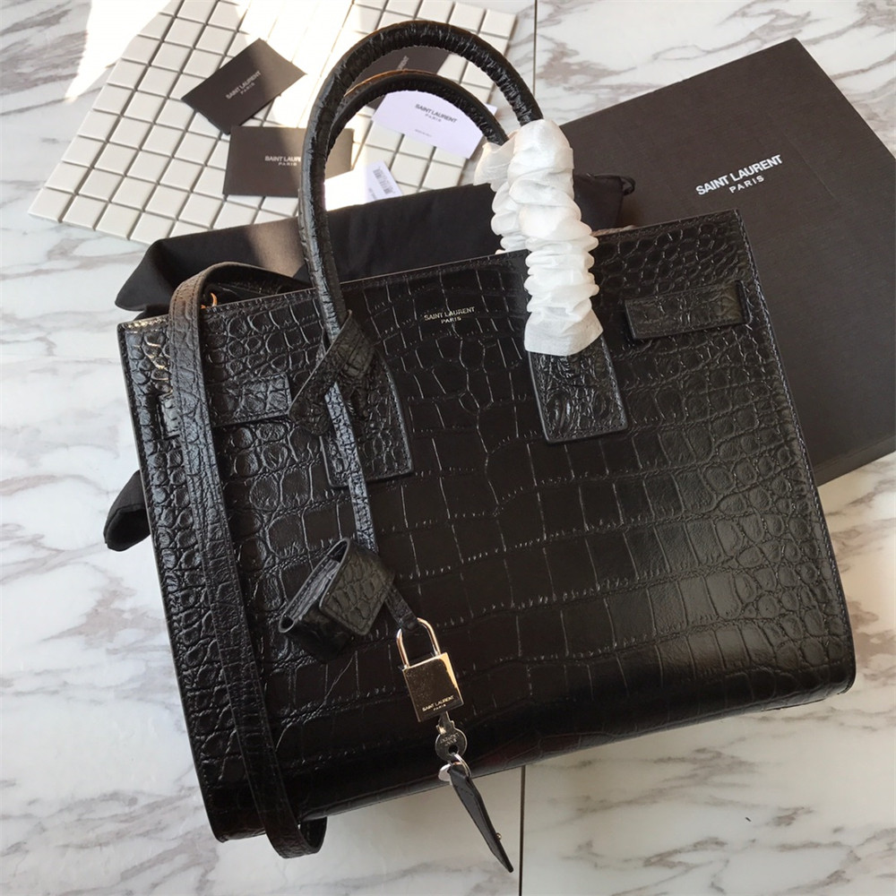 Y51 SAC DE JOUR SMALL IN MATTE CROCODILE EMBOSSED LEATHER