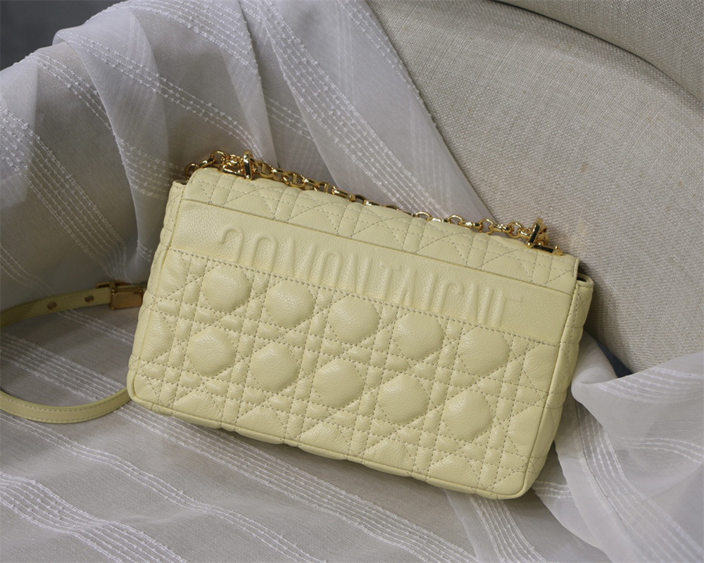 MEDIUM D10r CARO BAG light yellow S*pple Cannage Calfskin 25.5 x 15.5 x 8 cm