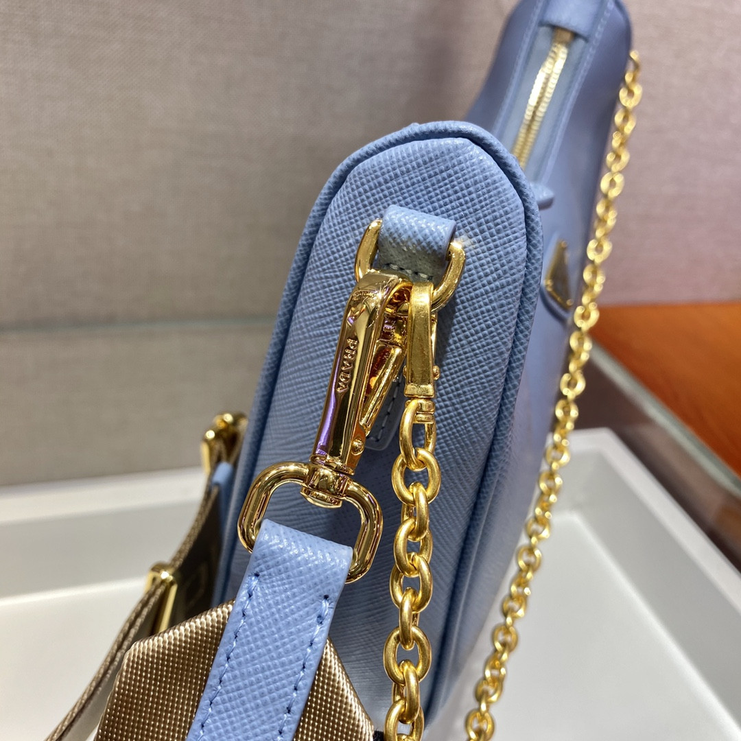 Pra*a Re-Edition 2005 Saffiano leather bag blue