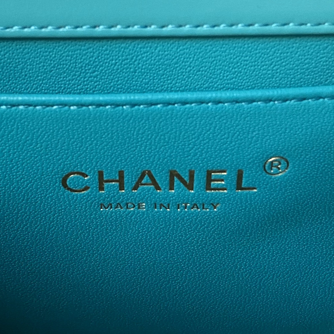 Ch**el FLAP BAG BLUE 22×14.5×8cm