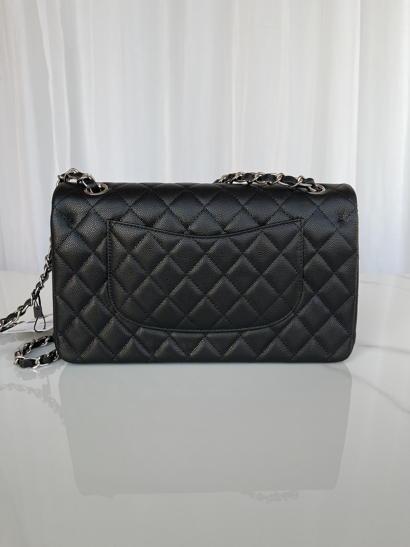Ch**el CLASSIC HANDBAG GRAINED CALFSKIN 6 × 9.9 × 2.5 in
