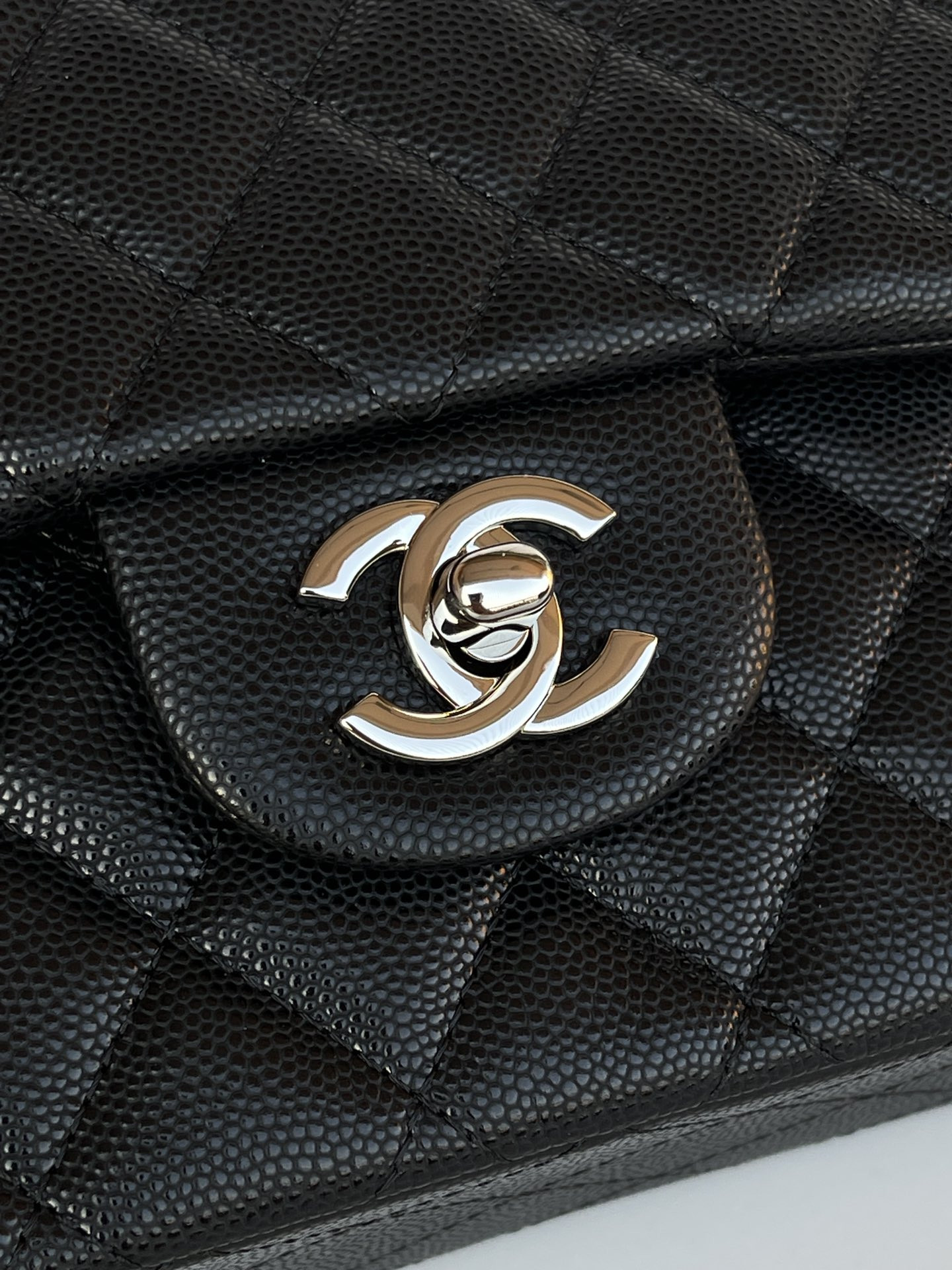 Ch**el CLASSIC HANDBAG GRAINED CALFSKIN 6 × 9.9 × 2.5 in