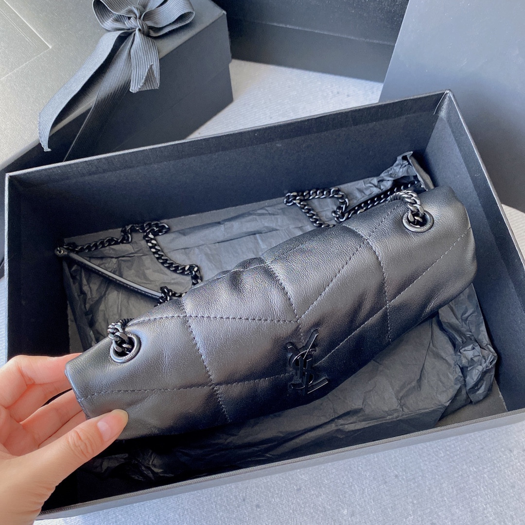 Y51 PUFFER IN LEATHER NAVY 23 X 15.5 X 5.8 CM