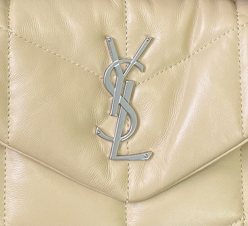 Y51 PUFFER SMALL IN NAPPA LEATHER BEIGE SILVER 11.4 X 6.6 X 4.3 INCHES