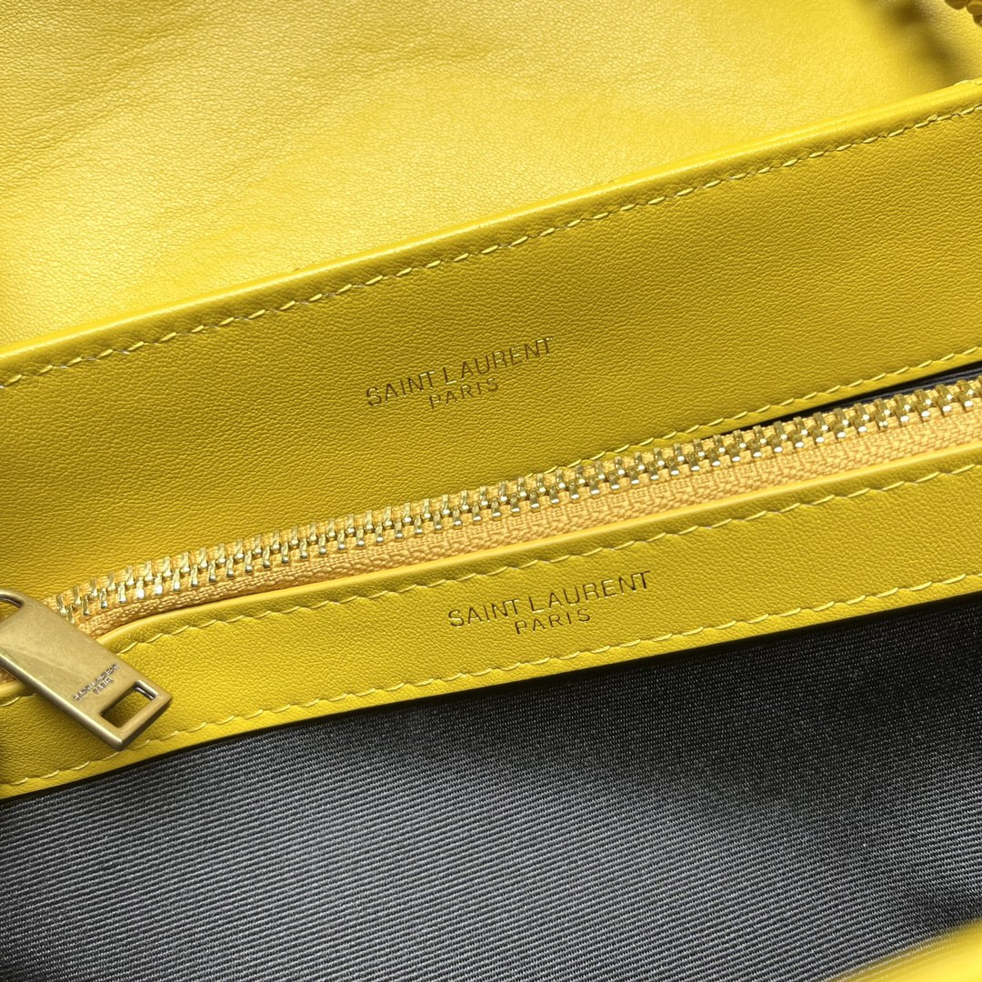 Y51 LOULOU MEDIUM IN QUILTED LEATHER YELLOW 12.5 X 8.6 X 3.5 INCHES