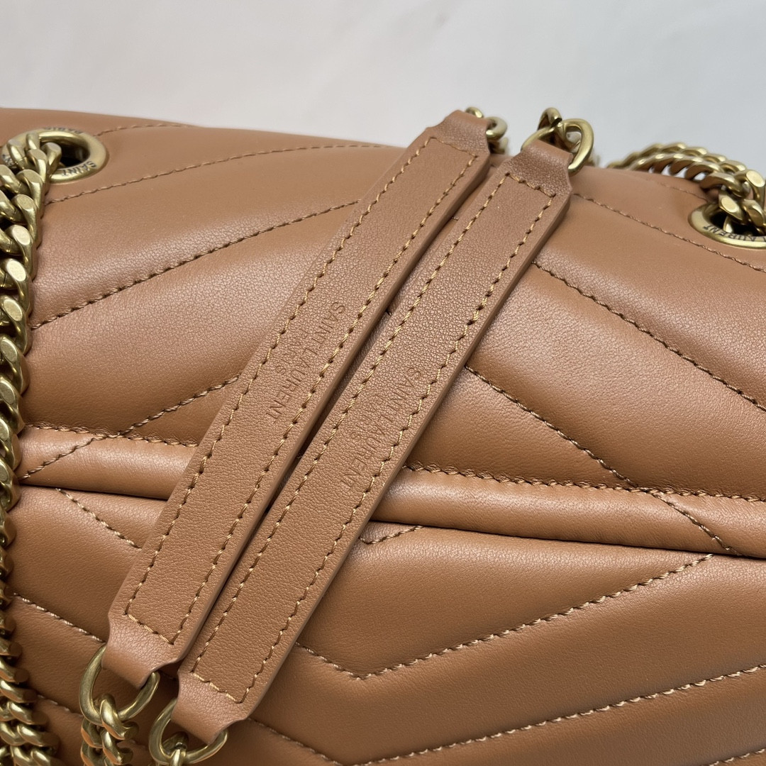 Y51 LOULOU MEDIUM IN QUILTED LEATHER BROWN 12.5 X 8.6 X 3.5 INCHES