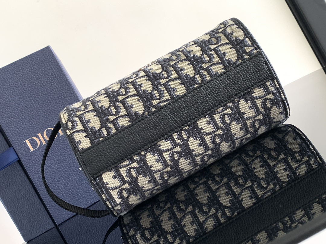 D10r Lingot Toiletry Bag Beige and Black D10r Oblique Jacquard 8.5 x 5 x 4 inches