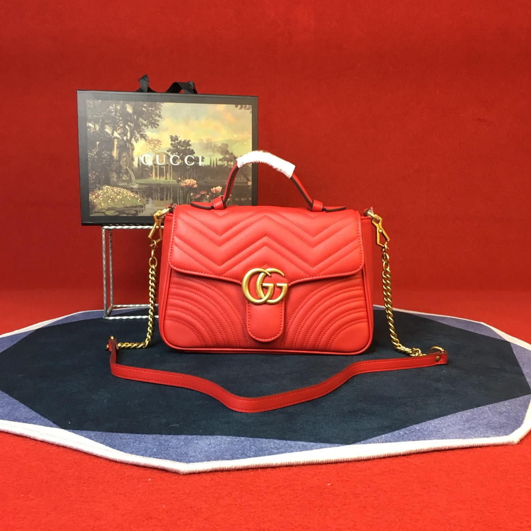 Gvc*1 GG MARMONT SMALL SHOULDER BAG RED 10"W x 6"H x 3"D
