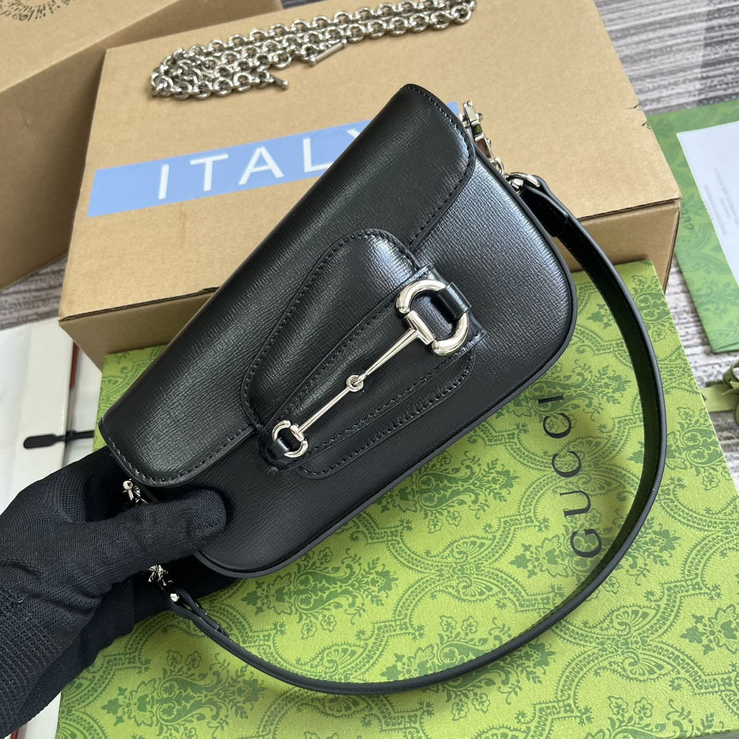 Gvc*1 HORSEBIT 1955 MINI SHOULDER BAG BLACK 7.7"W x 5-3.1"H x 2.4-1.2"D